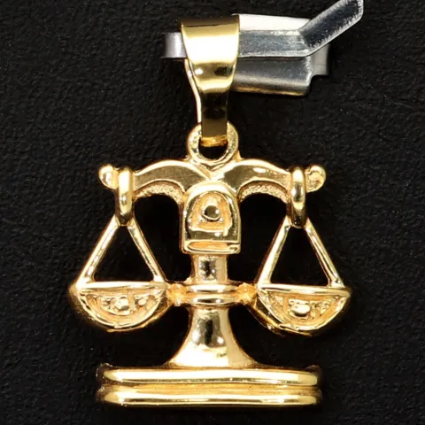 Glänzender Sternzeichen "Waage" - Anhänger - hochwertig gearbeitet - aus edlem 14K 585 Gold