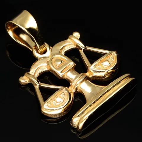 Glänzender Sternzeichen "Waage" - Anhänger - hochwertig gearbeitet - aus edlem 14K 585 Gold