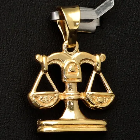 Glänzender Sternzeichen "Waage" - Anhänger - hochwertig gearbeitet - aus edlem 14K 585 Gold