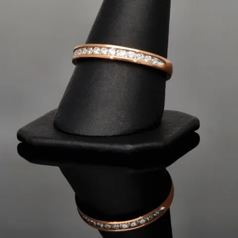 Exquisiter Ring für Damen mit 13 leuchtenden, eingefassten Brillanten (ca. 0,25 ct gesamt) aus massivem Gold (375 / 9K Roségold) - ca. Ringgröße 60