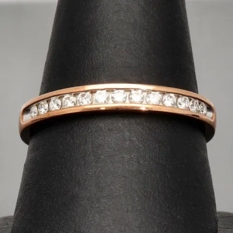 Exquisiter Ring für Damen mit 13 leuchtenden, eingefassten Brillanten (ca. 0,25 ct gesamt) aus massivem Gold (375 / 9K Roségold) - ca. Ringgröße 60