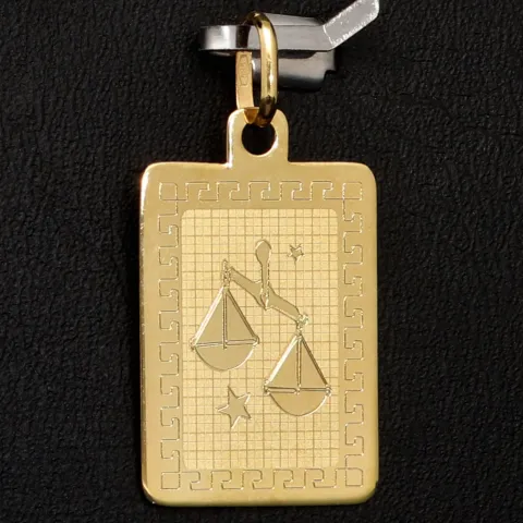 Filigraner Sternzeichen "Waage" - Anhänger mit feinen Gravuren aus edlem 14K 585 Gold in stilvollem Design