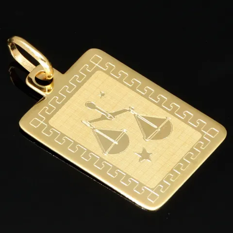 Filigraner Sternzeichen "Waage" - Anhänger mit feinen Gravuren aus edlem 14K 585 Gold in stilvollem Design