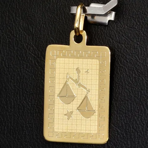 Filigraner Sternzeichen "Waage" - Anhänger mit feinen Gravuren aus edlem 14K 585 Gold in stilvollem Design
