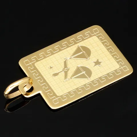 Filigraner Sternzeichen "Waage" - Anhänger mit feinen Gravuren aus edlem 14K 585 Gold in stilvollem Design