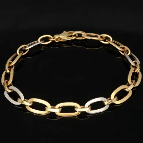 Funkelndes Armband in zeitlosem Design aus hochwertigem, hochglanzpoliertem Bicolor Gold (14K / 585 Gelb- und Weißgold) ca. 19,5 cm Länge