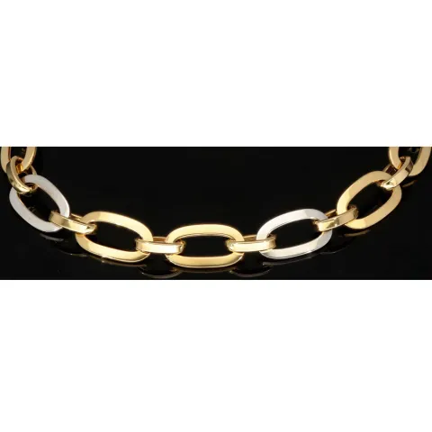 Funkelndes Armband in zeitlosem Design aus hochwertigem, hochglanzpoliertem Bicolor Gold (14K / 585 Gelb- und Weißgold) ca. 19,5 cm Länge