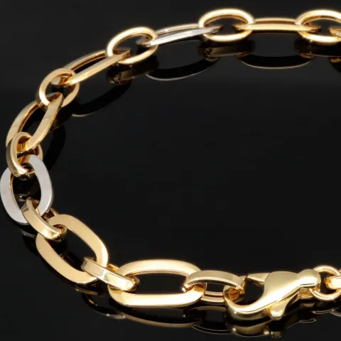 Funkelndes Armband in zeitlosem Design aus hochwertigem, hochglanzpoliertem Bicolor Gold (14K / 585 Gelb- und Weißgold) ca. 19,5 cm Länge
