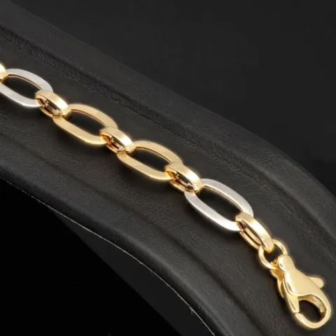 Funkelndes Armband in zeitlosem Design aus hochwertigem, hochglanzpoliertem Bicolor Gold (14K / 585 Gelb- und Weißgold) ca. 19,5 cm Länge