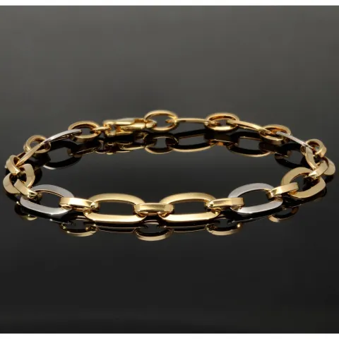 Funkelndes Armband in zeitlosem Design aus hochwertigem, hochglanzpoliertem Bicolor Gold (14K / 585 Gelb- und Weißgold) ca. 19,5 cm Länge