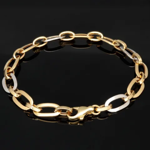 Funkelndes Armband in zeitlosem Design aus hochwertigem, hochglanzpoliertem Bicolor Gold (14K / 585 Gelb- und Weißgold) ca. 19,5 cm Länge