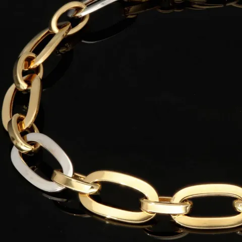 Funkelndes Armband in zeitlosem Design aus hochwertigem, hochglanzpoliertem Bicolor Gold (14K / 585 Gelb- und Weißgold) ca. 19,5 cm Länge
