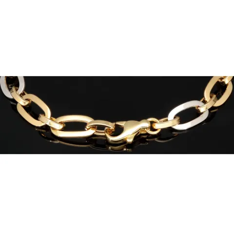 Funkelndes Armband in zeitlosem Design aus hochwertigem, hochglanzpoliertem Bicolor Gold (14K / 585 Gelb- und Weißgold) ca. 19,5 cm Länge
