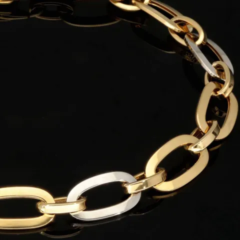 Funkelndes Armband in zeitlosem Design aus hochwertigem, hochglanzpoliertem Bicolor Gold (14K / 585 Gelb- und Weißgold) ca. 19,5 cm Länge