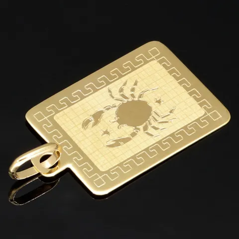 Funkelnder Sternzeichen "Krebs" - Anhänger aus 585 (14K) Gold mit detailreicher Gravur