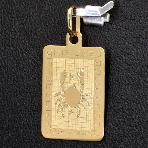Funkelnder Sternzeichen "Krebs" - Anhänger aus 585 (14K) Gold mit detailreicher Gravur