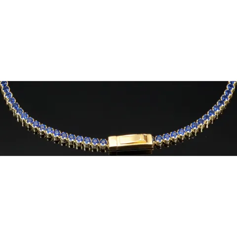 Trendiges Tennisarmband mit funkelnden, dunkelblauen Zirkonia aus hochwertigem 14K 585er Gold in (ca. 18,5 cm Länge)
