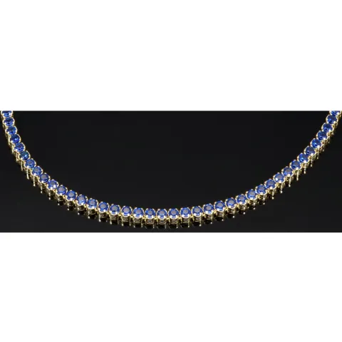 Trendiges Tennisarmband mit funkelnden, dunkelblauen Zirkonia aus hochwertigem 14K 585er Gold in (ca. 18,5 cm Länge)