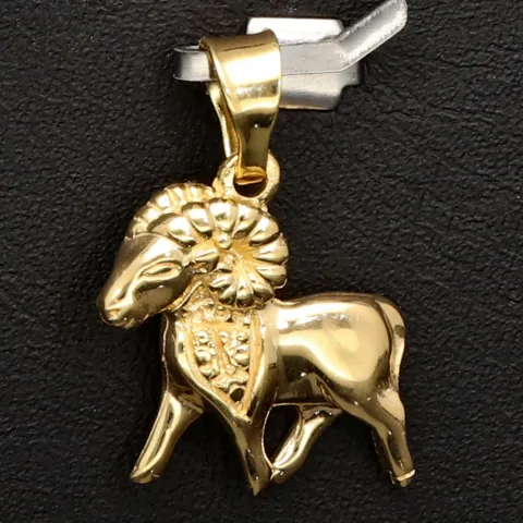 Sternzeichen Widder- Anhänger mit feinen Details aus hochwertigem, hochglanzpoliertem Gold (14K / 585 Gelbgold)