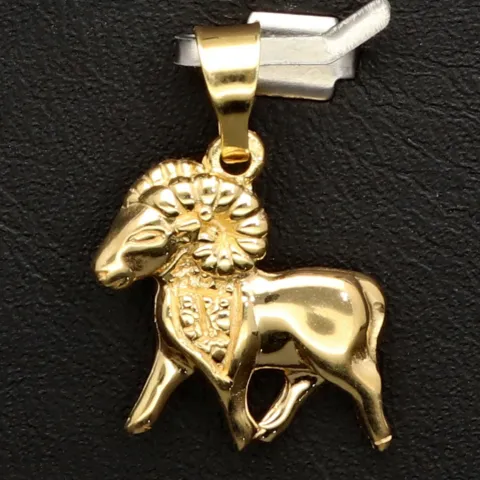Sternzeichen Widder- Anhänger mit feinen Details aus hochwertigem, hochglanzpoliertem Gold (14K / 585 Gelbgold)