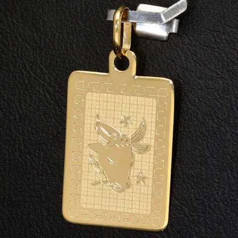 Exquisiter Stier- Anhänger aus exquisititem 14K 585 Gold mit fein graviertem Design