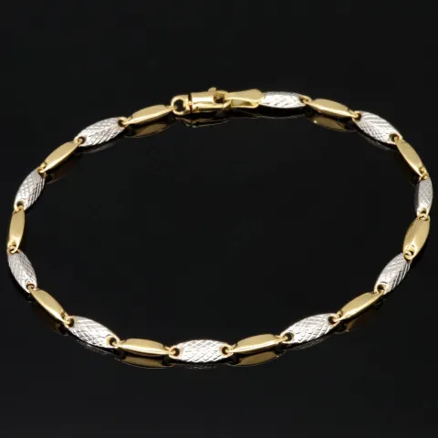 Exquisites Armband aus edlem 14K 585 Bicolor Gold in außergewöhnlichem Design (Gelbgold und Weißgold) ca. 19 cm Länge, ca. 3,5mm