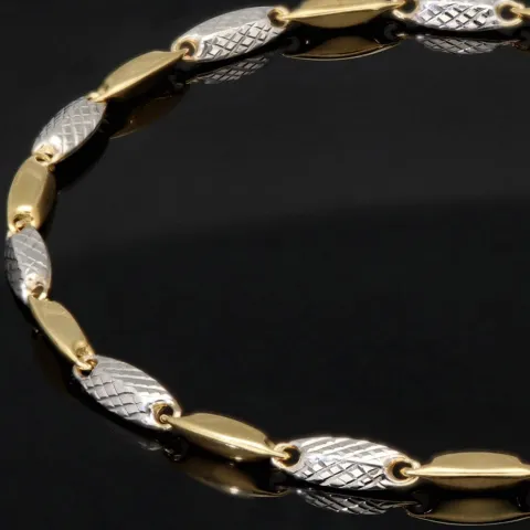 Exquisites Armband aus edlem 14K 585 Bicolor Gold in außergewöhnlichem Design (Gelbgold und Weißgold) ca. 19 cm Länge, ca. 3,5mm