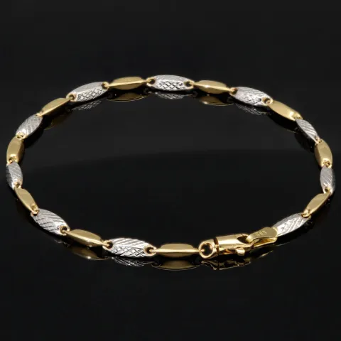 Exquisites Armband aus edlem 14K 585 Bicolor Gold in außergewöhnlichem Design (Gelbgold und Weißgold) ca. 19 cm Länge, ca. 3,5mm