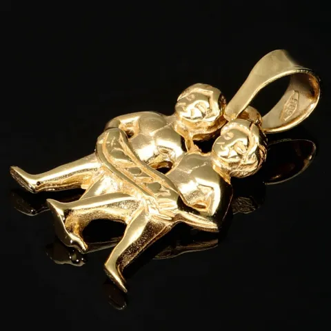 Sternzeichen Zwillinge - Anhänger - hochwertig gearbeitet - aus funkelndem Gold (14K / 585 Gelbgold)