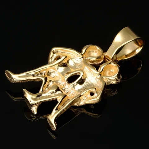 Sternzeichen Zwillinge - Anhänger - hochwertig gearbeitet - aus funkelndem Gold (14K / 585 Gelbgold)