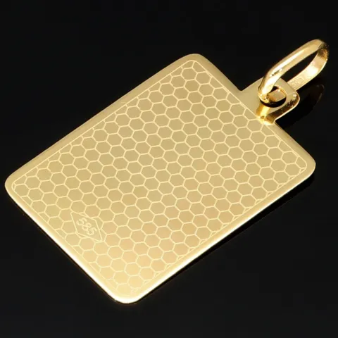 Glänzender Sternzeichen Zwilling- Anhänger in fein gravierten Design aus edlem Gold (14K / 585 Gelbgold)