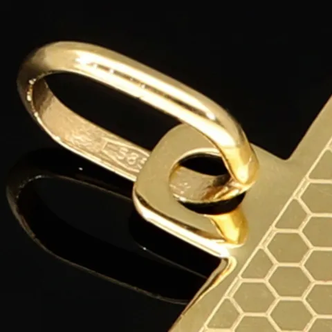 Glänzender Sternzeichen Zwilling- Anhänger in fein gravierten Design aus edlem Gold (14K / 585 Gelbgold)