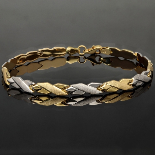 Luxuriöses Armband in Bicolor -Design aus funkelndem 585er 14K Gold - (Gelbgold und Weißgold) (ca. 19cm, 5mm)