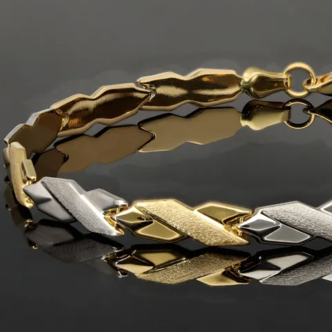 Luxuriöses Armband in Bicolor -Design aus funkelndem 585er 14K Gold - (Gelbgold und Weißgold) (ca. 19cm, 5mm)