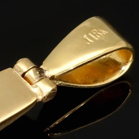 Smaragdkreuz - Anhänger aus exquisitem 18K 750 Gold mit einem eingefassten, hell leuchtenden, grasgrünen Smaragd im Ovalschliff (ca. 0,27 ct.)