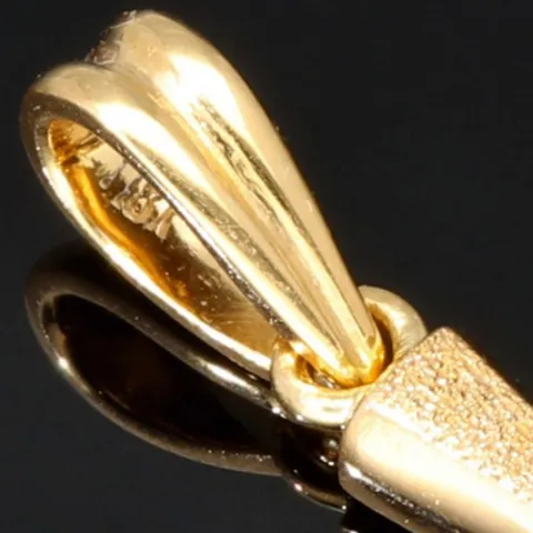 Smaragdkreuz - Anhänger aus exquisitem 18K 750 Gold mit einem eingefassten, hell leuchtenden, grasgrünen Smaragd im Ovalschliff (ca. 0,27 ct.)