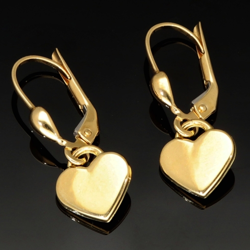 Elegante Herz-Ohrringe aus edlem, hochglanzpolierten 14K 585 Gold (Gelbgold)