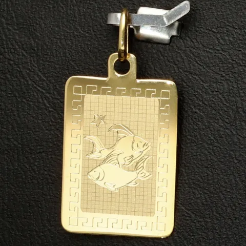 Sternzeichen "Fische" Anhänger mit detaillierten Gravuren und stilvollem Deisgn aus 14K 585 Gold (Gelbgold)