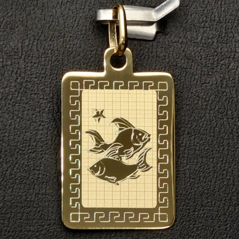 Sternzeichen "Fische" Anhänger mit detaillierten Gravuren und stilvollem Deisgn aus 14K 585 Gold (Gelbgold)