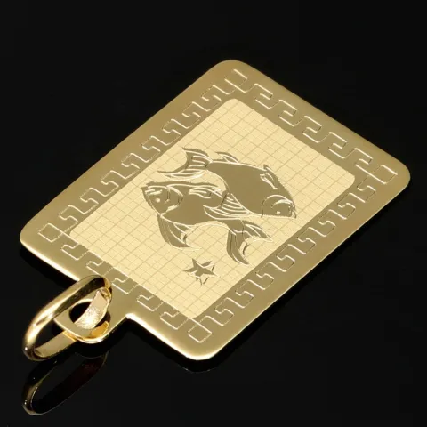 Sternzeichen "Fische" Anhänger mit detaillierten Gravuren und stilvollem Deisgn aus 14K 585 Gold (Gelbgold)