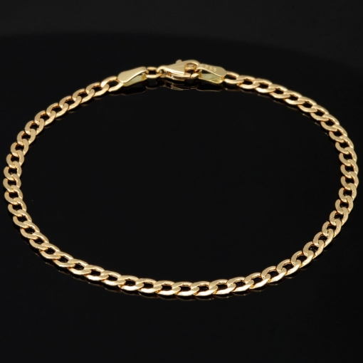 Sehr schönes Panzerarmband aus funkelnden 585 14k Gold, ca. 3,5mm breit, 19cm lang