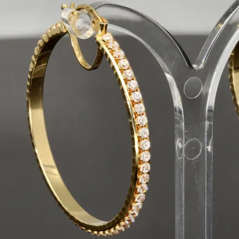 Hochwertig gearbeitete Gold-Creolen mit funkelnden Zirkonia aus edlem 585 14K Gelbgold
