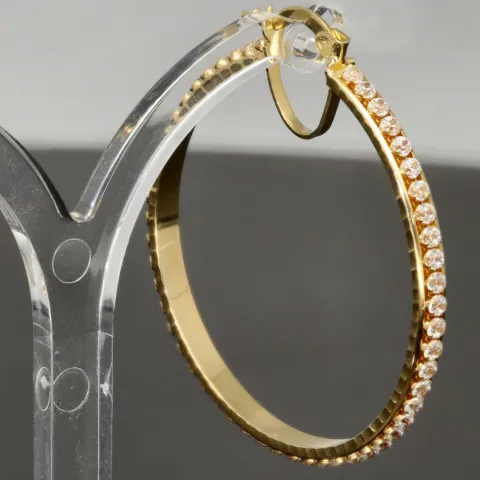 Hochwertig gearbeitete Gold-Creolen mit funkelnden Zirkonia aus edlem 585 14K Gelbgold