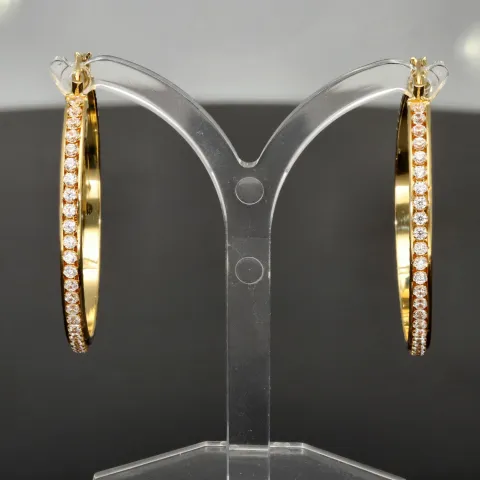Hochwertig gearbeitete Gold-Creolen mit funkelnden Zirkonia aus edlem 585 14K Gelbgold