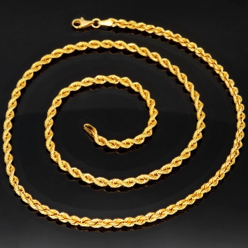 Exquisite Kordelkette aus hochwertigem, funkelndem 14k 585 Gold (Gelbgold)  ca. 55cm, 3mm