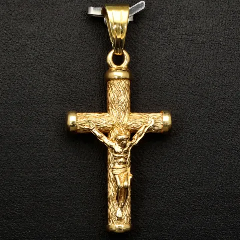 Hochwertig gearbeiteter Jesus Christus Kreuz-Anhänger mit filigranen Details aus edlem 14k / 585 Gold (Gelbgold)