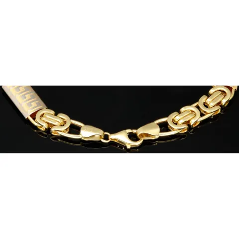 Exklusives Königsarmband in stilvollem Design aus funkelndem Bicolor Gold 585 14k Gelbgold und Greco-Elementen in Weißgold, 7mm, 22,3cm