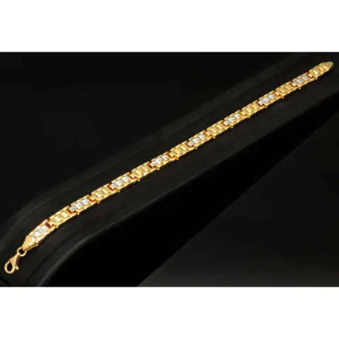 Funkelndes Armband aus 14K 585er Bicolor Gelb- und Weißgold in prunkvollem Design (ca. 19 cm Länge, 6mm Breite)