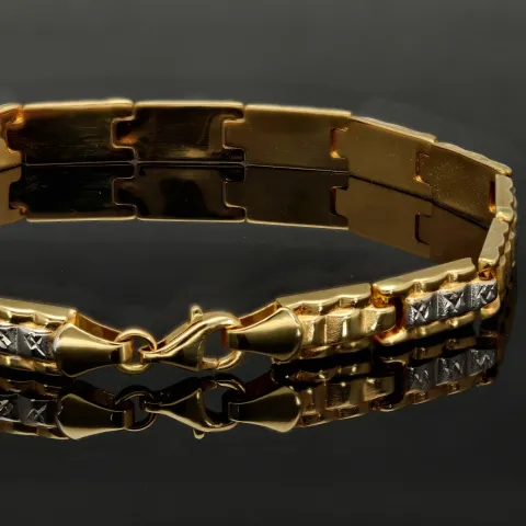 Funkelndes Armband aus 14K 585er Bicolor Gelb- und Weißgold in prunkvollem Design (ca. 19 cm Länge, 6mm Breite)
