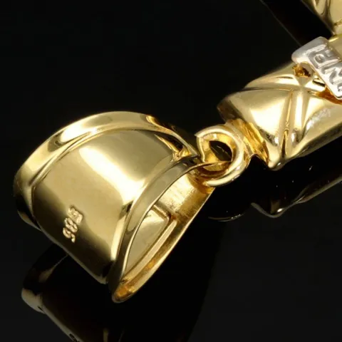 Jesus Kreuz Anhänger Kruzifix mit edlem Dekor aus hochwertigem 14K 585 Gold 14k (Bicolor - Gelbgold und Weißgold)